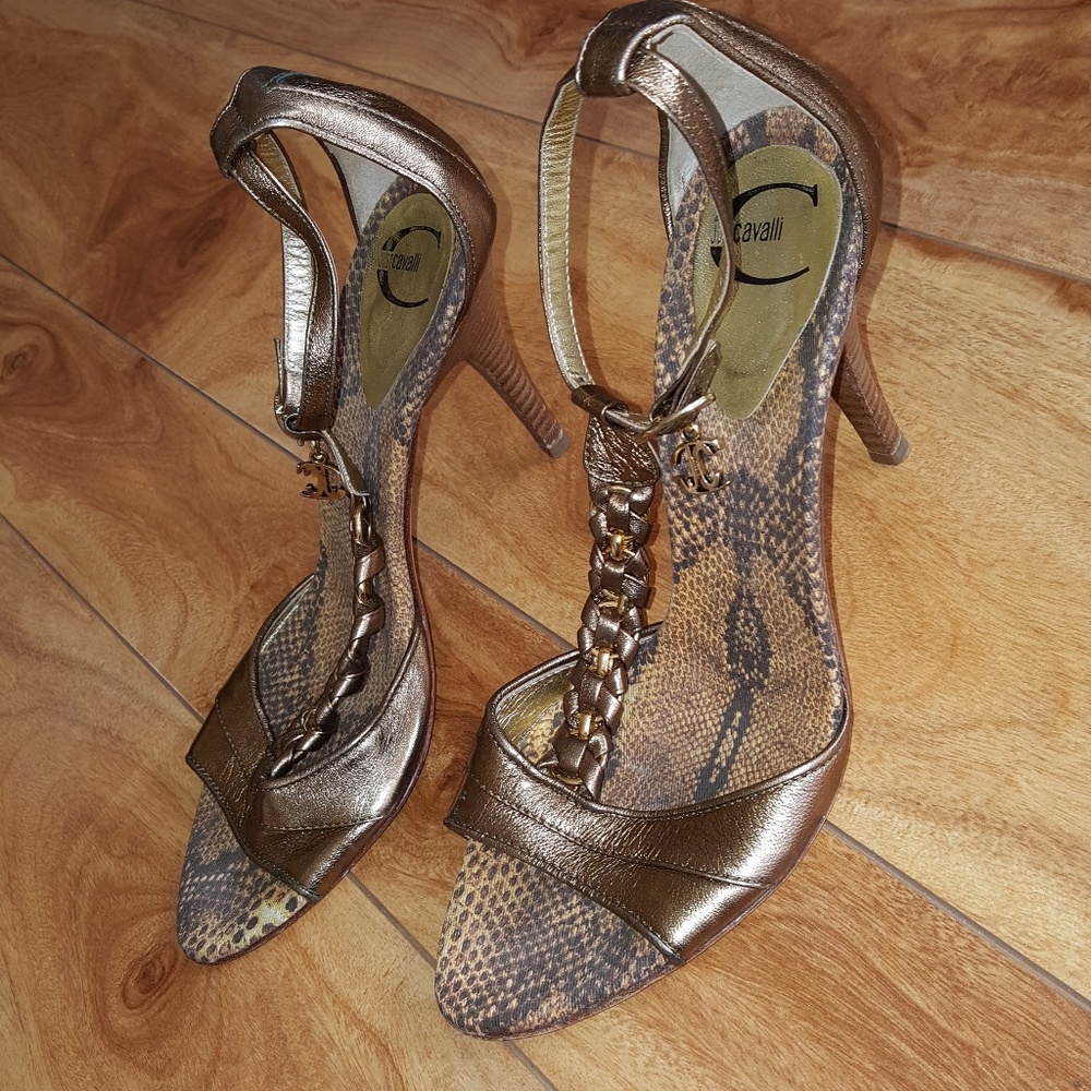 Just Cavalli Gold Heels Size 7